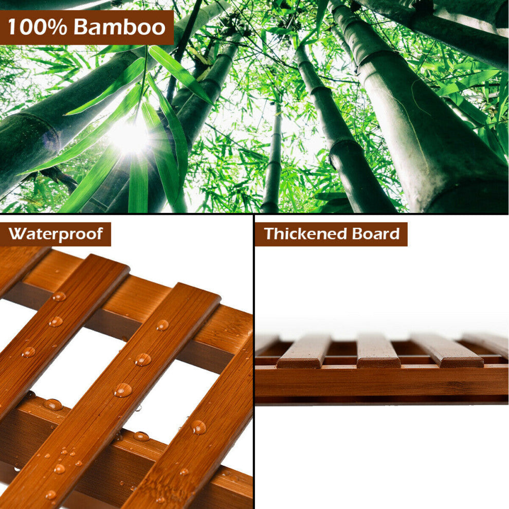 Costway 3 Tier Folding Shelf Stand Bamboo Flower Pot Display Rack Organizer