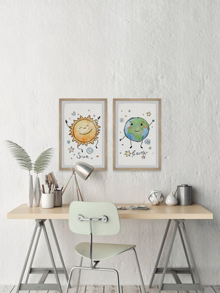 Sun and Earth Diptych, 2-Piece Set, 16x24 Panels