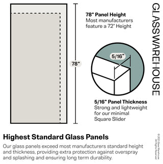 44-48"x78" Frameless Sliding Shower Door With Square Hardware, Polished Chrome