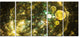 Yellow Spherical Planet Bubbles, Abstract Canvas Art Print, 60"x28", 5 Panels