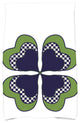 4 Leaf Clover, Holiday Floral Print Hand Towel, Navy Blue