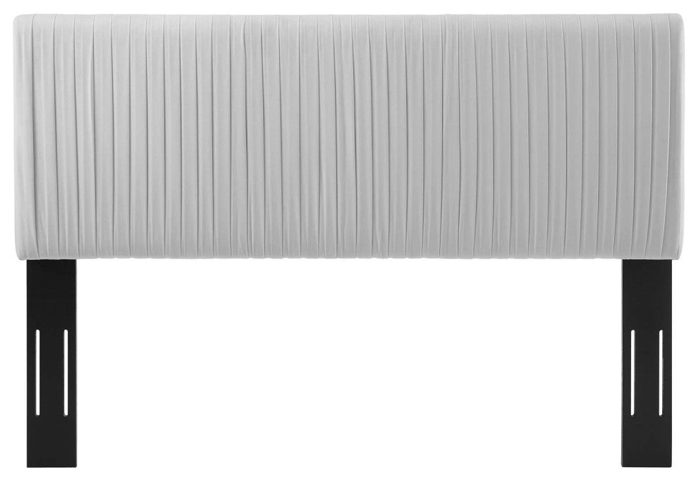 Tufted Headboard, King Size, Velvet, Light Gray, Modern Contemporary
