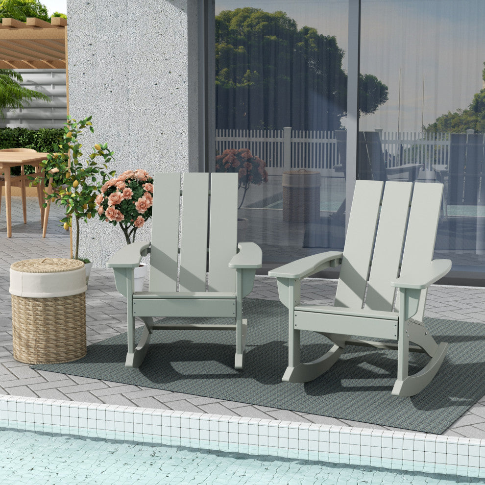 WestinTrends Set of 2 Modern Adirondack Outdoor Rocking Chairs, Sand