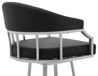 Armen Living Valerie 26" Faux Leather Counter Stool in Black/Stainless Steel