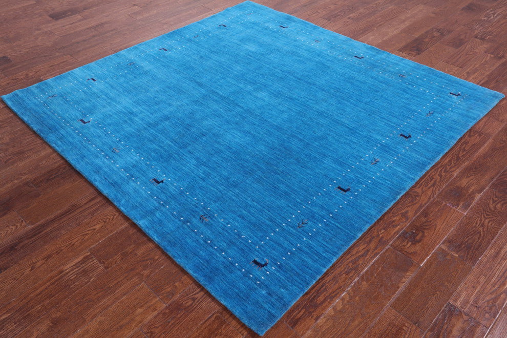 6' Square Persian Gabbeh Hand Knotted Wool Rug - Q15288