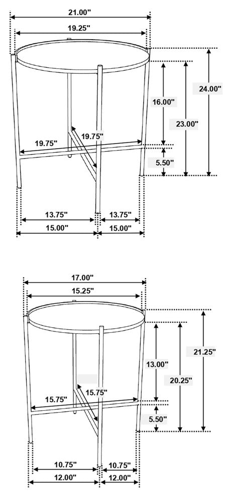 Malka 2-piece Round Wood Nesting Table Dark Brown and Gold