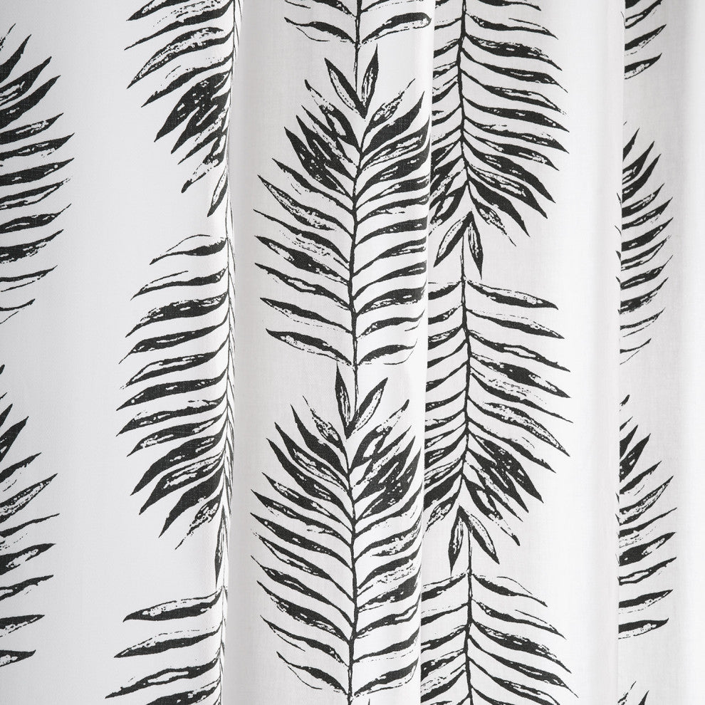 Sago Printed Cotton Curtain Single Panel, Sago Black Ink, 50wx84l