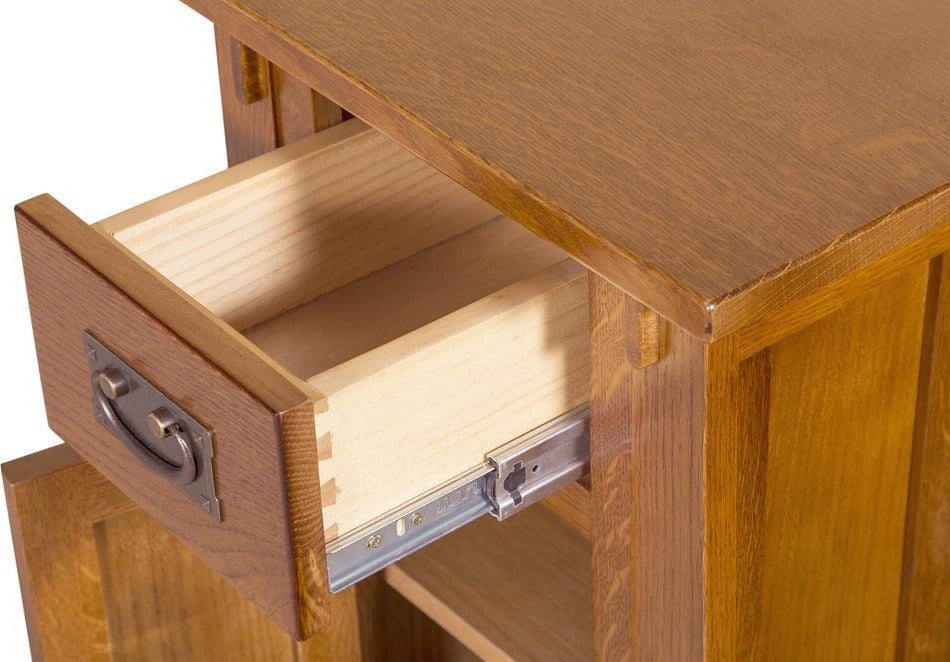 Mission Quarter Sawn Oak Tapered Leg Narrow Nightstand