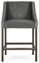 Castaic Stool by Kosas Home, Charcoal Gray, Counter Height
