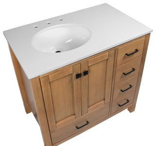 Horizon 36" Bathroom Vanity, Blonde, Engineered White