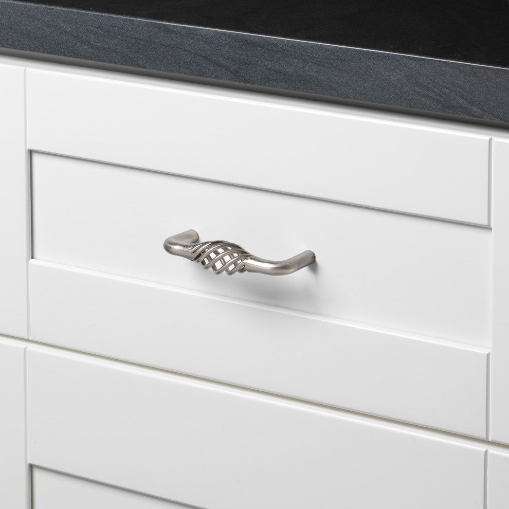 3" Screw Center Twisted Birdcage Cabinet Pull, Satin Nickel, Set of 10
