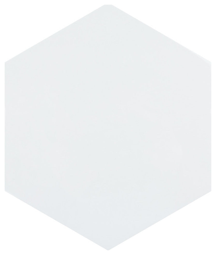 Hextile Ceramic Floor and Wall Tile, Glossy Blanco, 25