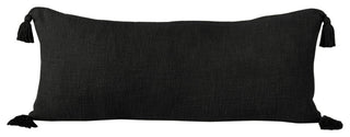 Ox Bay Handwoven Black Solid Organic Cotton Pillow Cover, 14"x36"