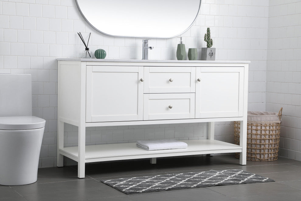 60" Single Bathroom Vanity, White