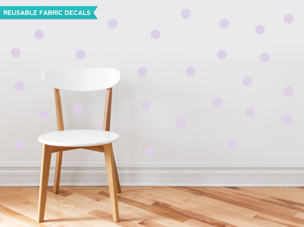 Polka Dot Fabric Wall Decals, Set of 48, 2" Polka Dots, Light Purple