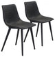 Set of Two Black Vintage Look Faux Leather Slight Scoop Dining Chairs
