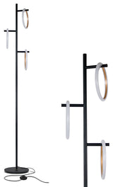 Brightech Saturn LED Floor Lamp With Three Circle LED Light Rings, Black, Rgb