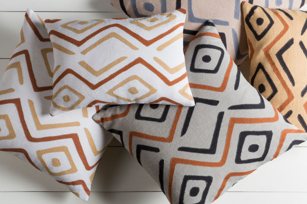 Surya Nairobi NRB-008 13"x19" Pillow Kit, Black/Beige/Burnt Orange