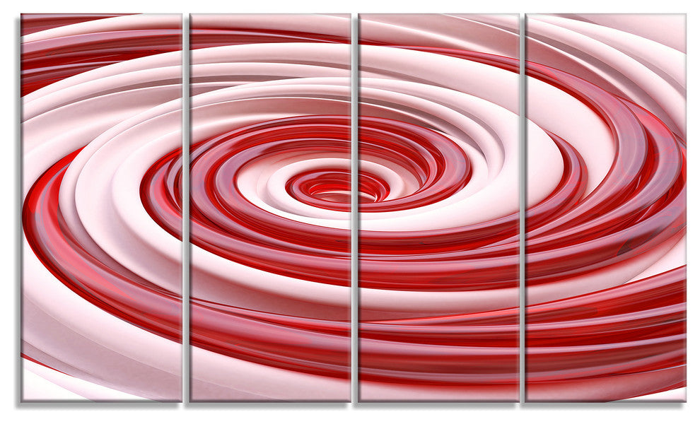 Beautiful Candy Cane Spiral, Abstract Canvas Art Print, 48"x28", 4 Panels