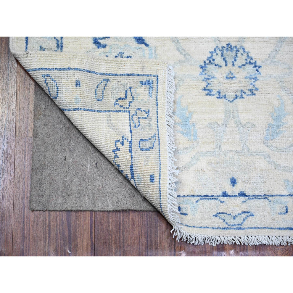 White Wash Peshawar Pure Wool Hand Knotted Oriental Rug, 2'9"x11'9"