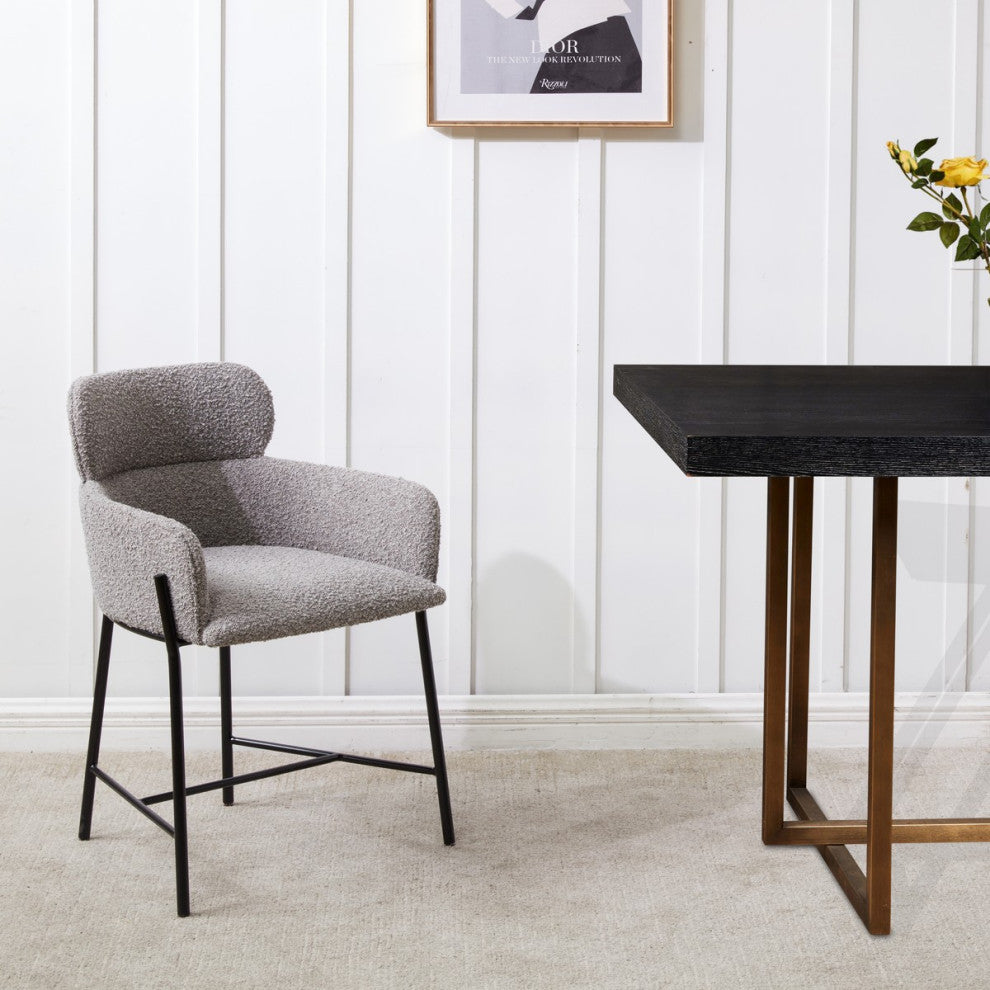 Safavieh Couture Charlize Velvet Dining Chair, Light Grey/Black