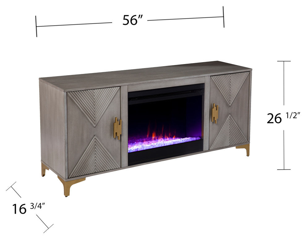 Fareham Color Changing Fireplace w/ Media Storage