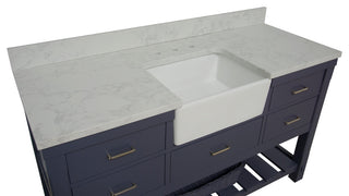 Charlotte 60" Bathroom Vanity, Marine Gray, Engineered Carrara, Single