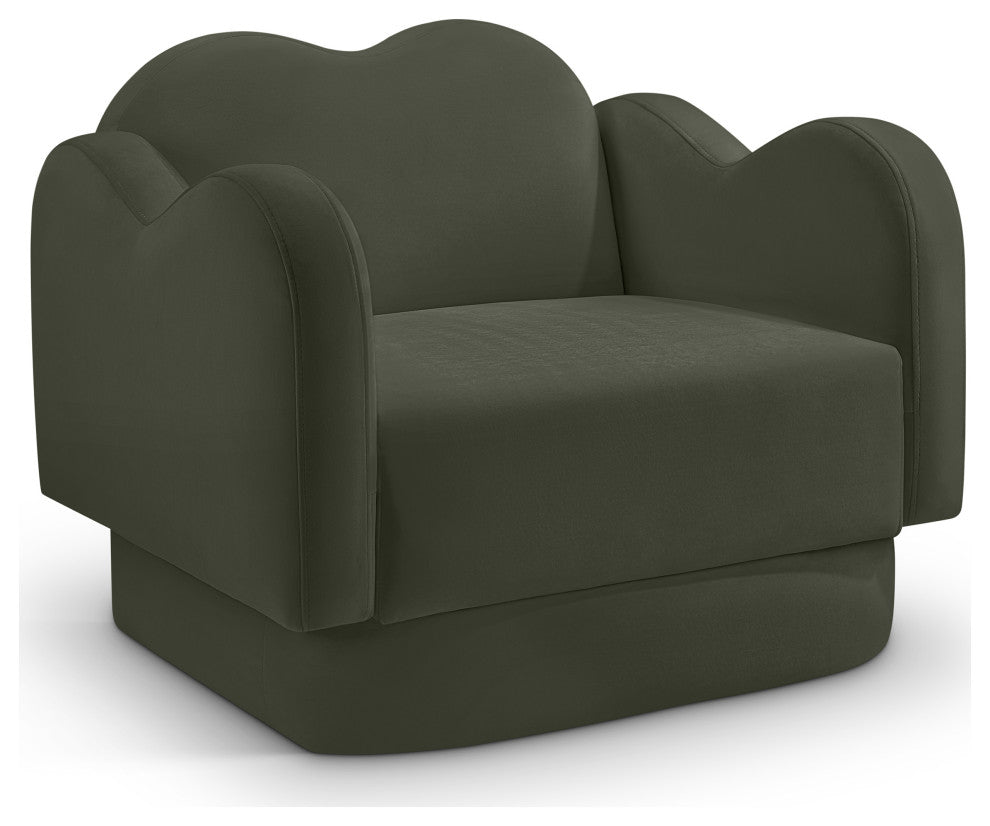 Bloom Upholstered Chair, Green, Velvet