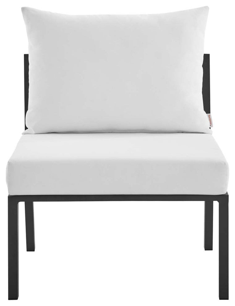Riverside Outdoor Patio Aluminum Armless Chair Gray White