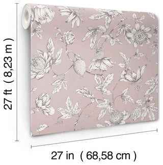 Passion Flower Toile Orchid Wallpaper
