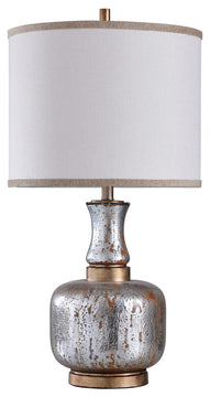 Eirian Table Lamp Antique Silver and Copper Body Finish White Shade