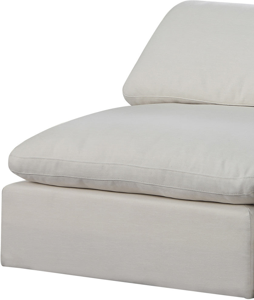 Comfy Upholstered Modular Sofa, Cream, 4-Piece: 4 Armless Chair, Linen Textured Fabric