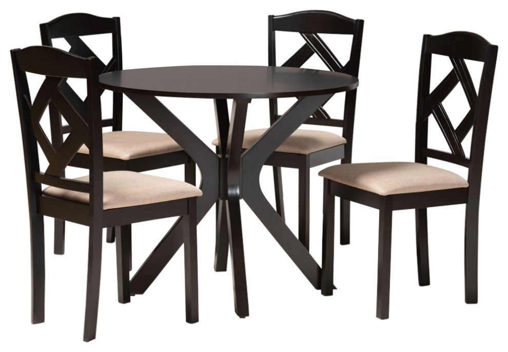 Bernetta Modern 5-Piece Dining Set, Sand