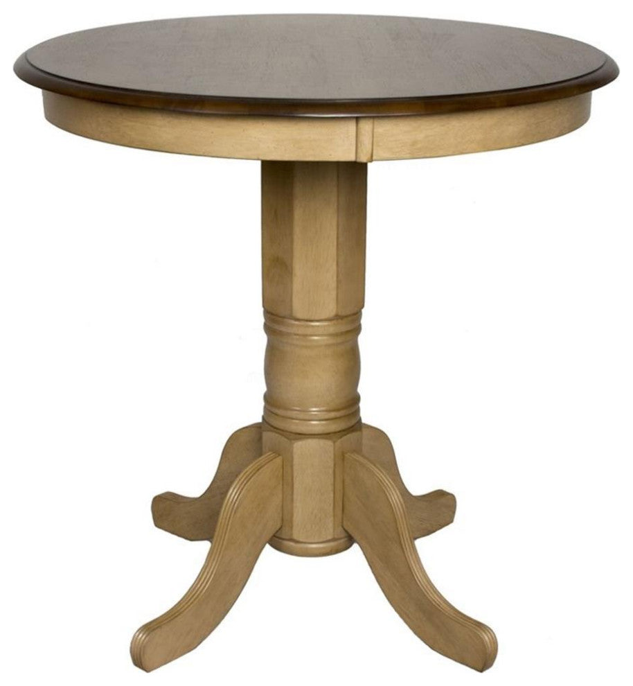 3-Piece 36" Round Pub Table Set With Slat Back Stools, Counter Height Dining
