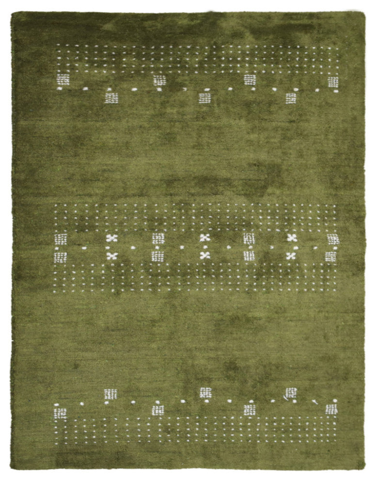 HAND KNOTTED LOOM SILK ECO-FRIENDLY AREA RUG -6'x9',Rectangle,Green,Contemporary