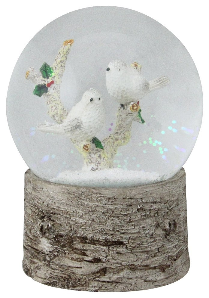 5.5" Musical White Doves on a Branch Christmas Snow Globe