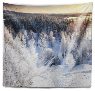 Beautiful Winter Panorama Landscape Wall Tapestry, 80"x68"