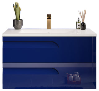 Eviva Joyous 39" Blue Wall Mounted Bathroom Vanity