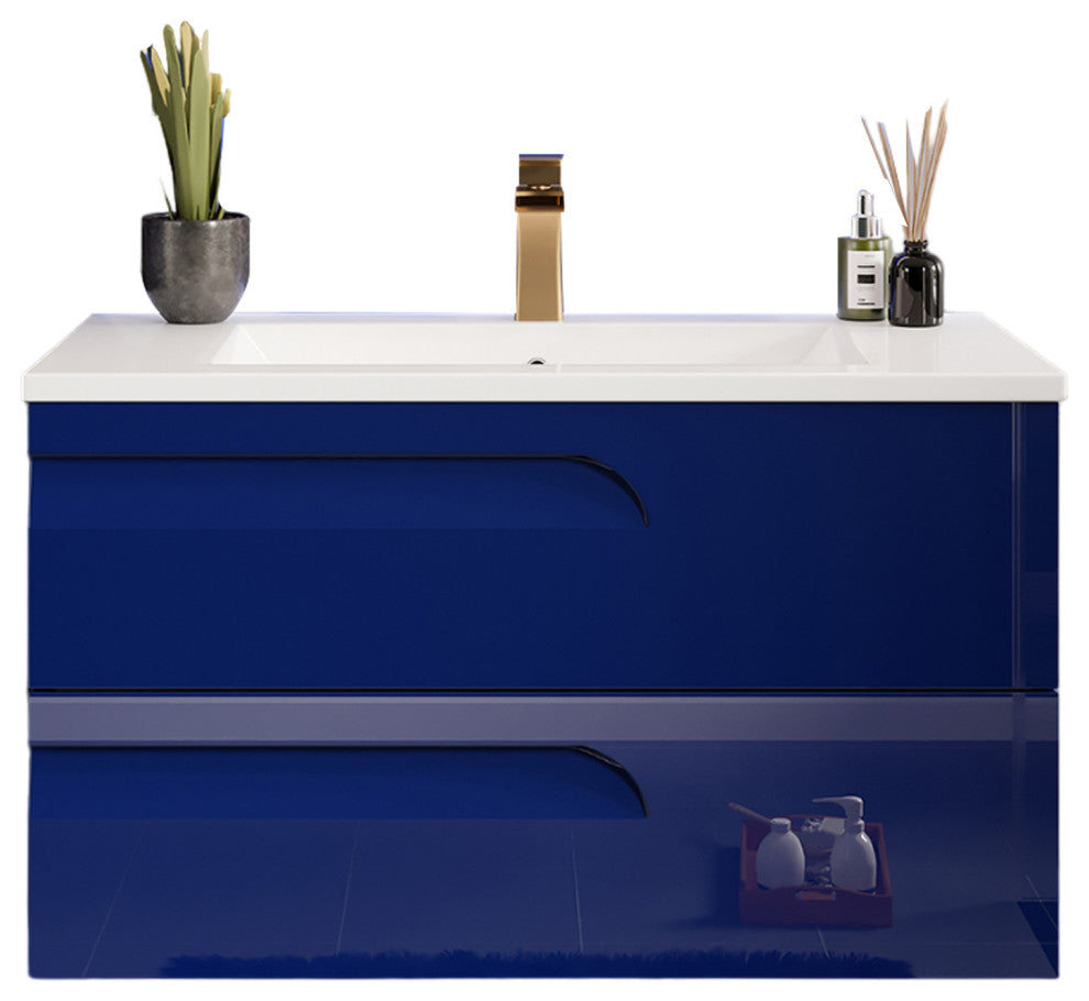 Eviva Joyous 39" Blue Wall Mounted Bathroom Vanity