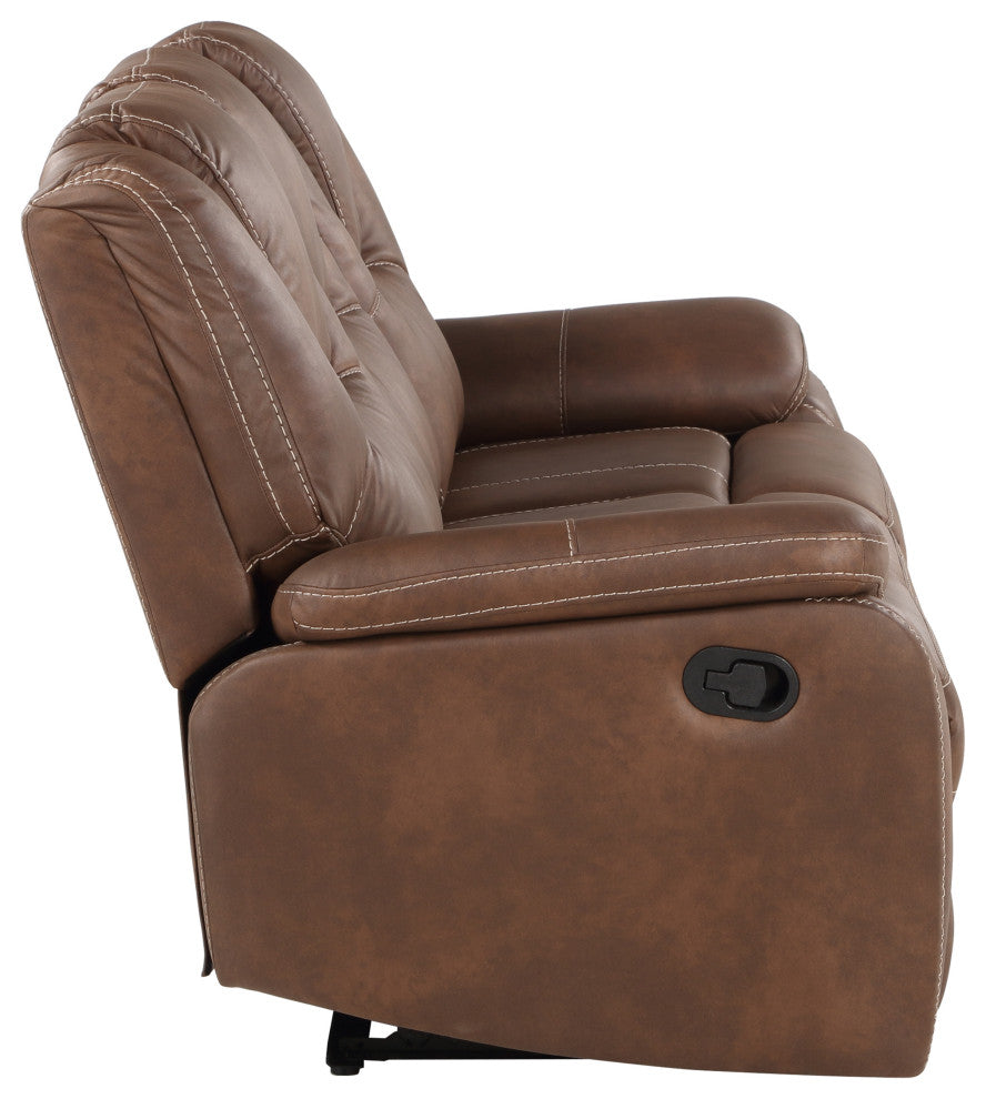 Katrine Manual Reclining Sofa, Brown