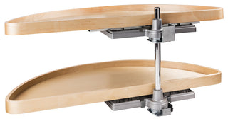 38" Half-Moon Lazy Susan Set with Wood Trays