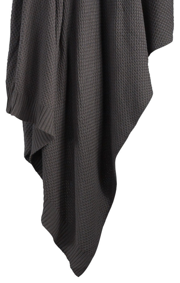 Cotton Knit Blanket, Twin, Slate, 1 Piece