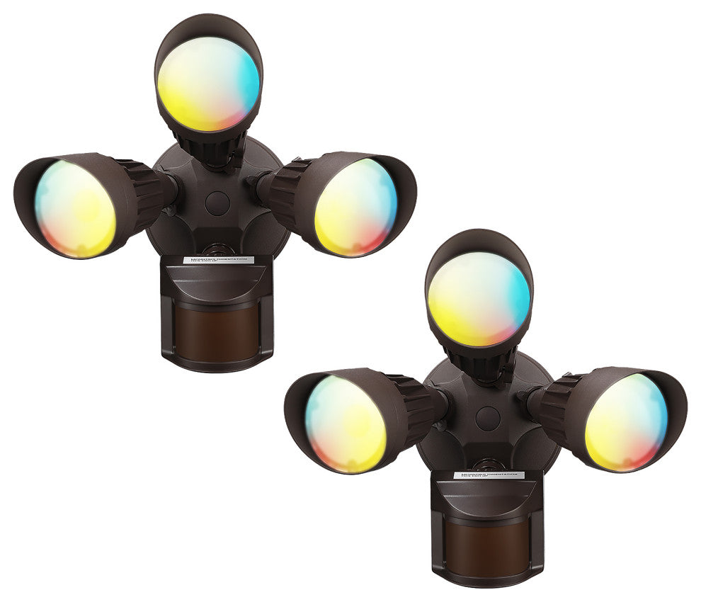 2 Pack 3CCT LED Sensor Flood Light Dusk to Dawn 3 Lighting Modes