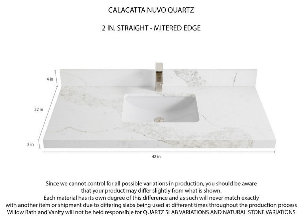 Sonoma Teak 42 Single Sink Bath Vanity in Dark Natural with 2" Calacatta Nuvo