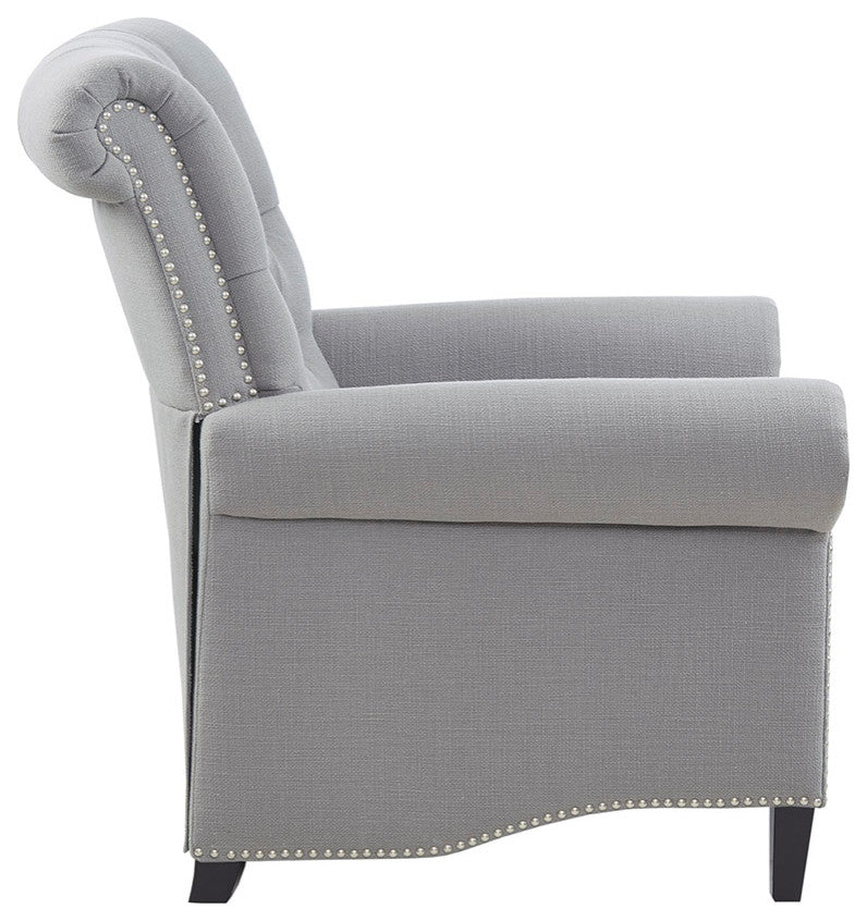 Aidan Rolled Back Push Back Recliner Accent Chair, Grey