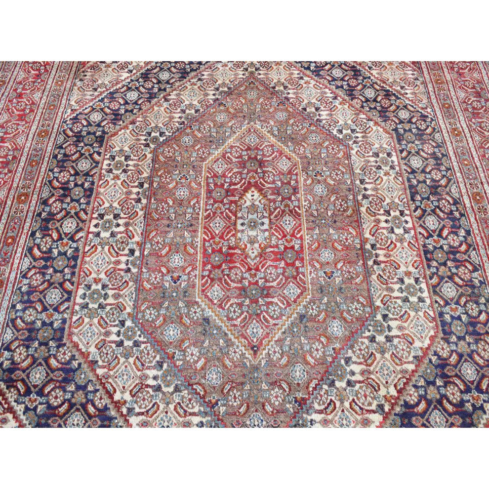 Cordovan Red Persian Geometric Design Wool Hand Knotted Oriental Rug 7'9"x10'10"