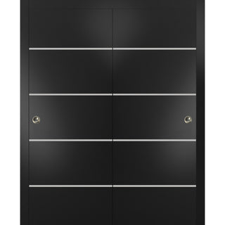 Bypass Doors 36 x 80 | Planum 0210 Matte Black with  | Sturdy Rails