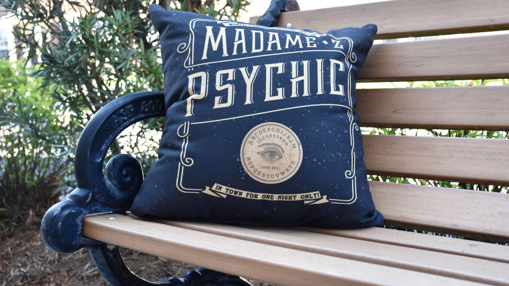 The Psychic Eye Gold/Yellow Halloween Print Decorative Throw Pillow, 18"