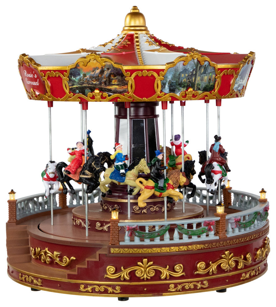 14" LED Lighted Animated and Musical Carousel Christmas Decoration