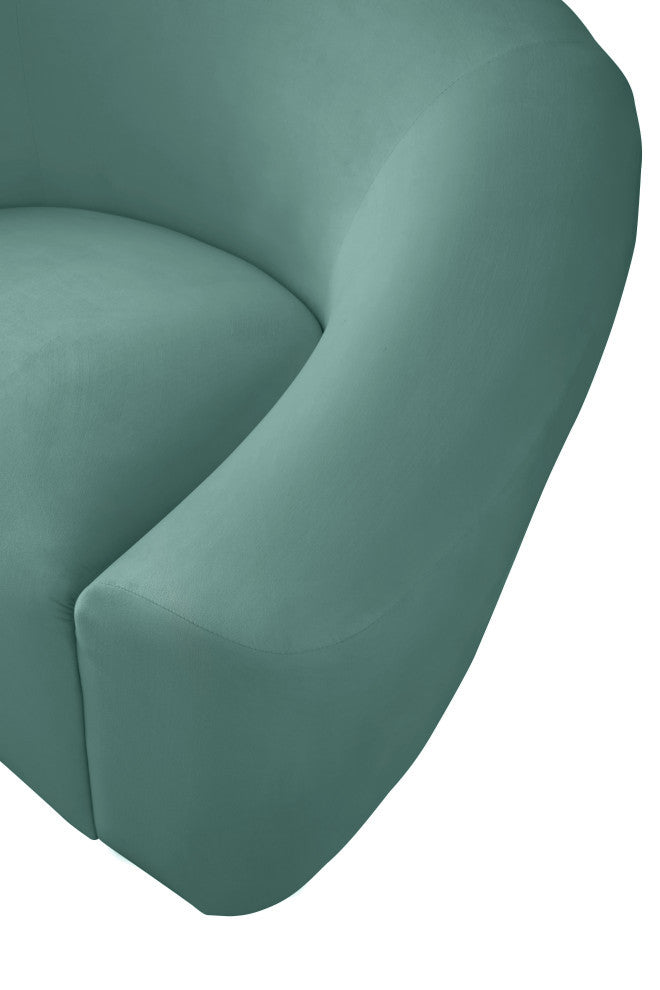 Riley Velvet Upholstered Rounded Loveseat, Mint